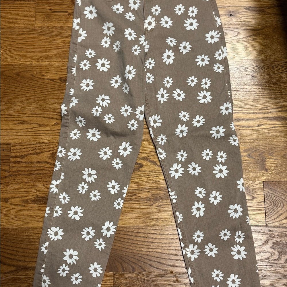 Abercrombie Kids Floral Print Jeans - Brown and White